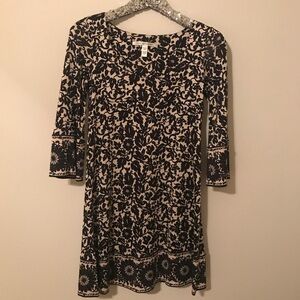 Diane Von Furstenberg Black and Cream Midi Dress